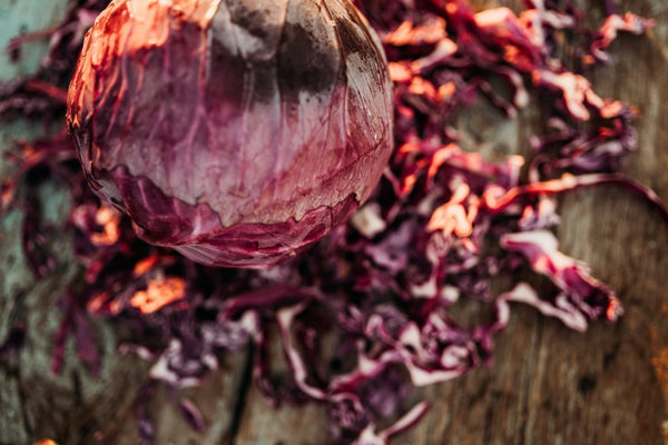 Shredded red cabbage