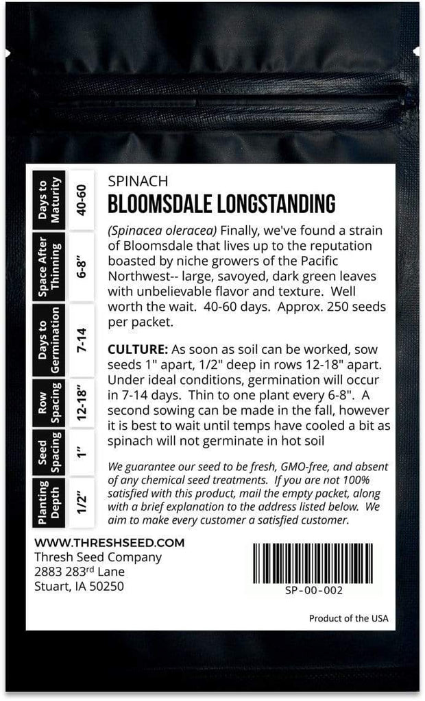 Bloomsdale Longstanding Spinach Seeds