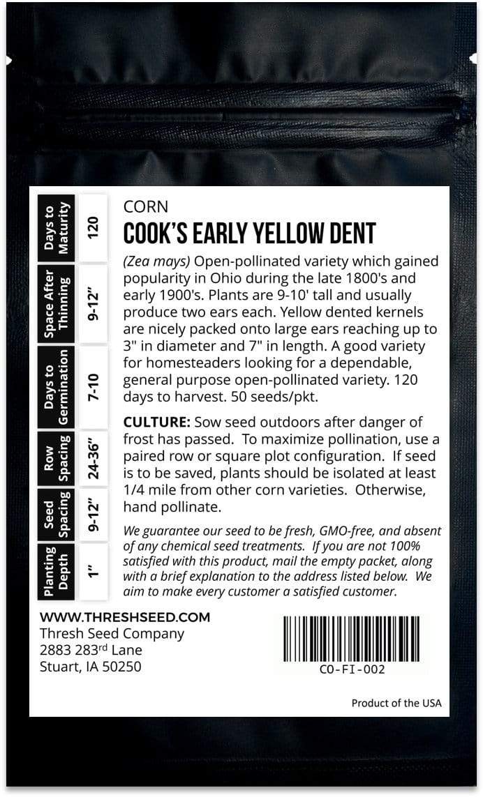 Cooks Early Yellow Dent Corn Seeds
