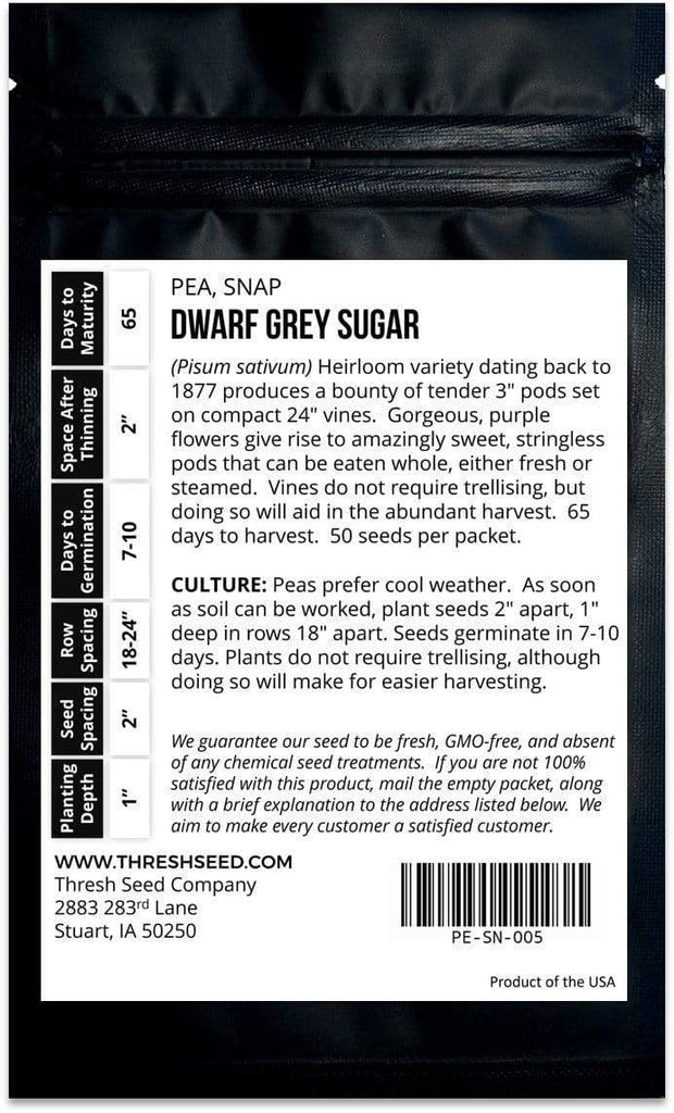 Dwarf Grey Sugar Snap Pea Seeds