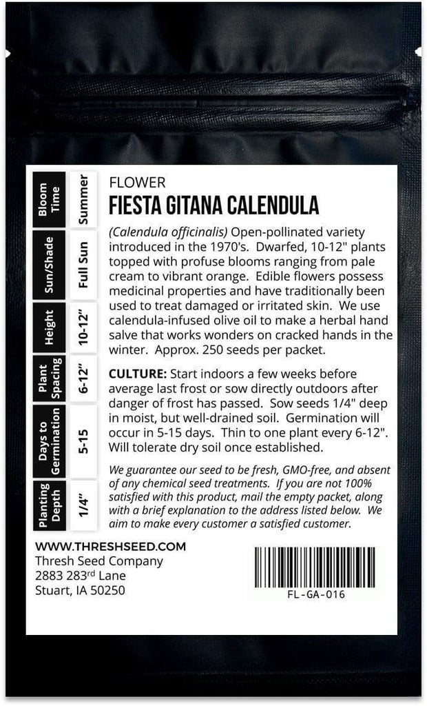 Fiesta Gitana Calendula Seeds – Heirloom, Edible Flowers, USA Grown, Free Shipping
