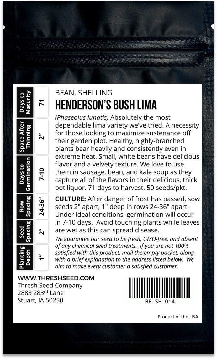 Henderson's Bush Lima Bean Seeds