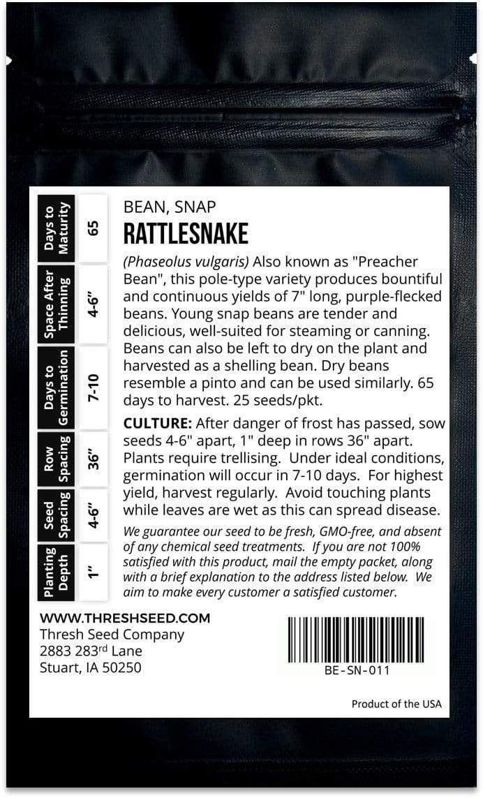 Rattlesnake Snap Pole Green Bean