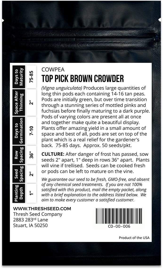 Top Pick Brown Crowder Cowpea Seeds